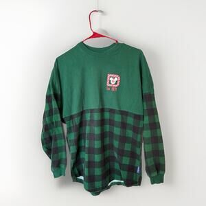 Disney Parks Adult Green Red Plaid Holiday Disneyland Resort Spirit Jersey Sz XS